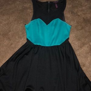 Black and teal dress